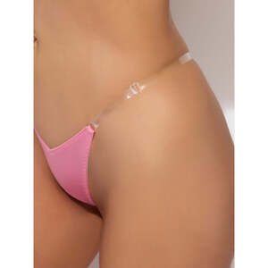 KRYSTAL CLEAR SIDE SLIDER THONG - BUBBLEGUM PINK
